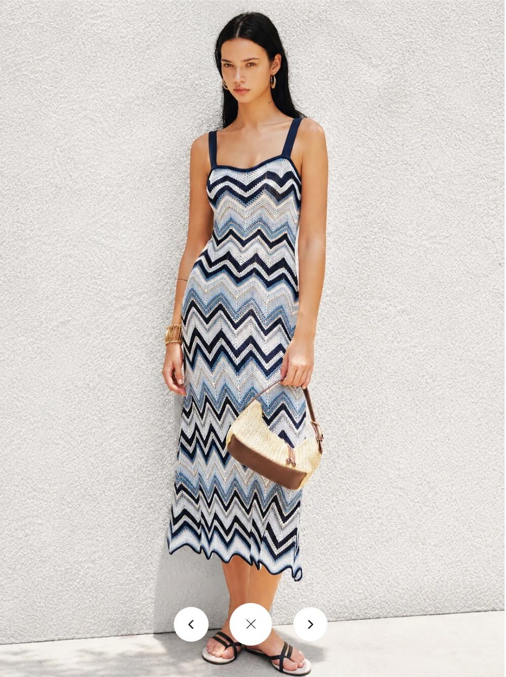 NWT Commense Chevron Open Knit Midi Slip Dress Sz S
